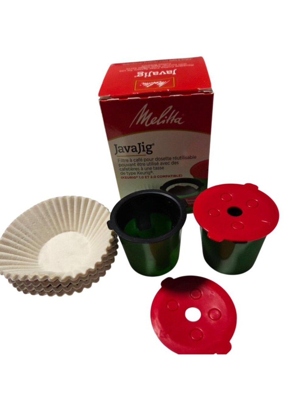 Melitta JavaJig Reusable Coffee Filter System Keurig 1.0 2.0 Brewers 60 Filters